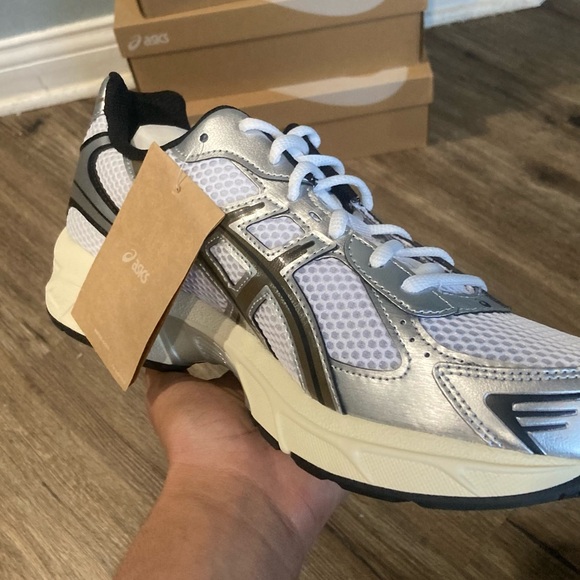 ASICS Silver and White Sneakers